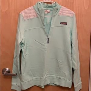 Vineyard Vines Mint and Grey Strip Shep Shirt
